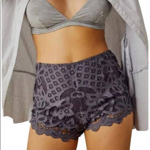 Intimately Free People XS New Adella Lace Pull On Shorts Festival Gray High Rise